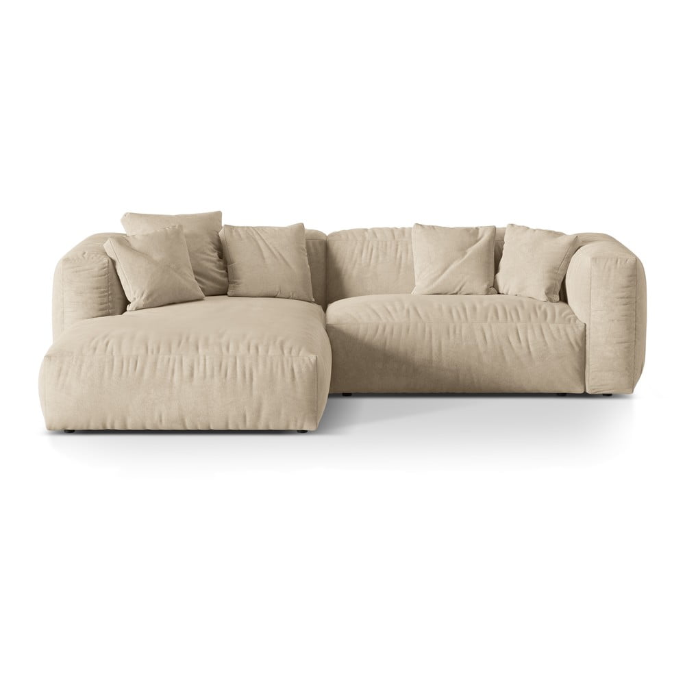 Bézses krémszínű buklé moduláris sarokkanapé (bal oldali) Martina – Micadoni Home