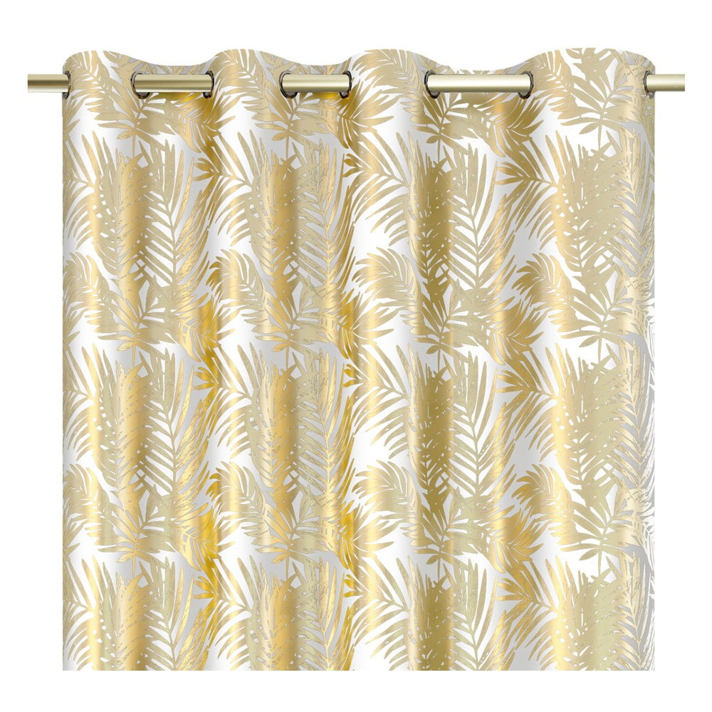 Fehér-aranyszínű bársony dimout (részleges sötétítő) függöny 140x245 cm Golden Leaves – AmeliaHome