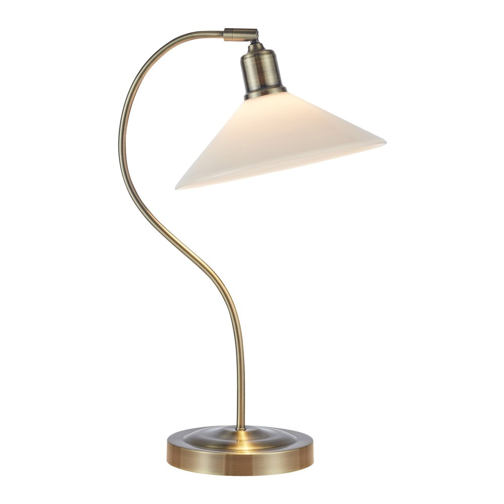 Fehér-sárgaréz színű asztali lámpa üveg búrával (magasság 49 cm) Vela – Markslöjd
