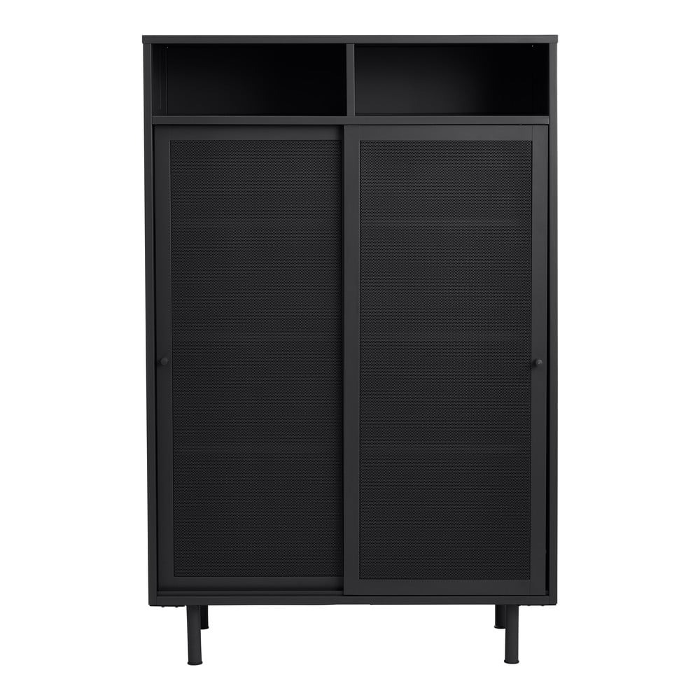 Fekete fém szekrény tolóajtóval 90x140x40 cm Veep – Unique Furniture