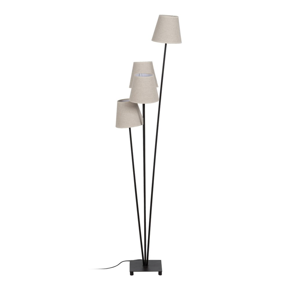 Fekete-krémszínű állólámpa textil búrával (magasság 144 cm) – Ixia