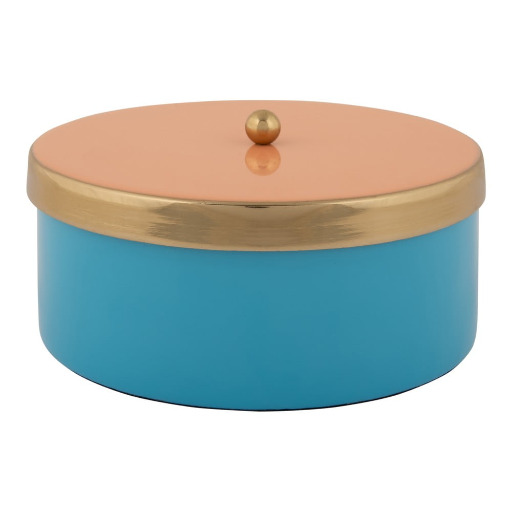 Kék dekoratív fém tárolódoboz ø 16x6 cm Double Funky – PT LIVING