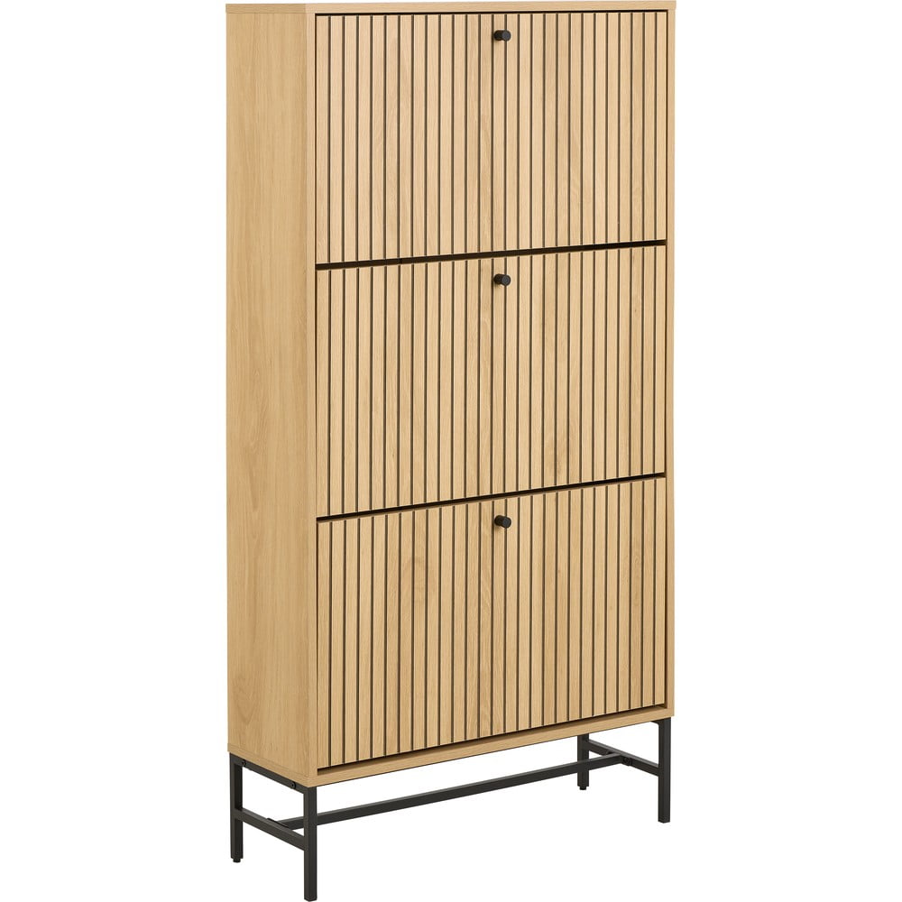 Natúr színű billenő ajtós cipőtartó tölgyfa dekorral 72x140x25 cm Albany  – Actona