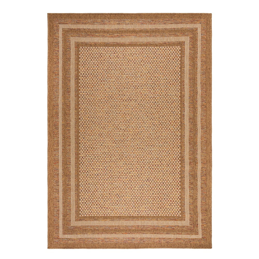 Natúr színű kültéri-beltéri szőnyeg 120x170 cm Layla Border – Flair Rugs