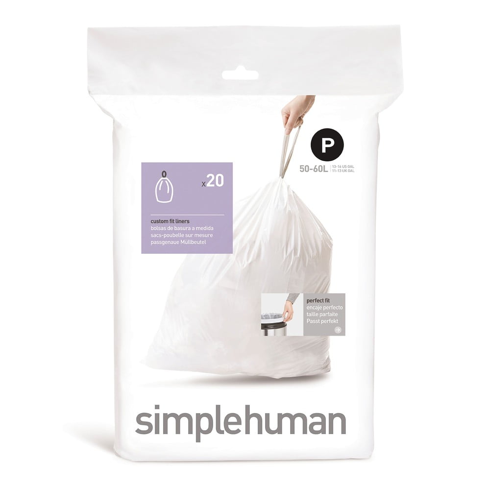 Összehúzható szemeteszsák készlet 20 db-os 60 l P – simplehuman