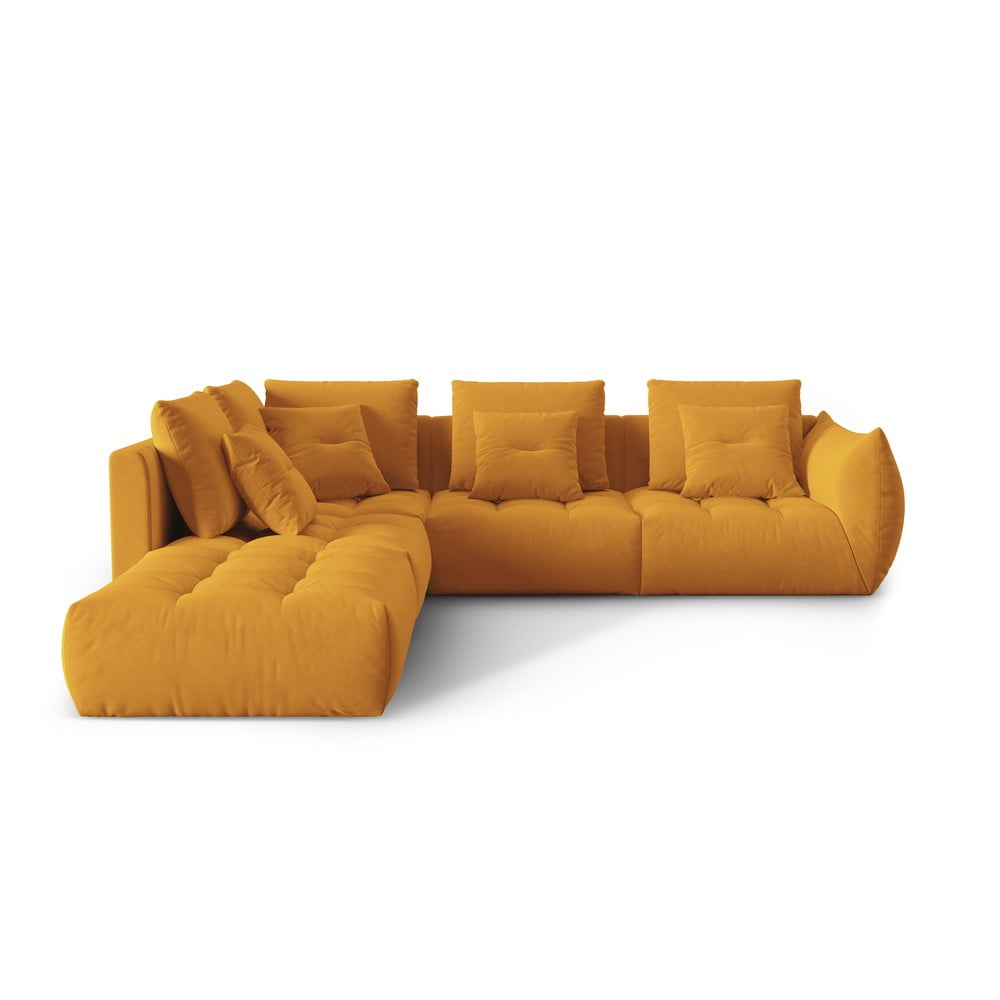 Sárga buklé sarokkanapé (bal oldali-L alakú) Bloom – Micadoni Home