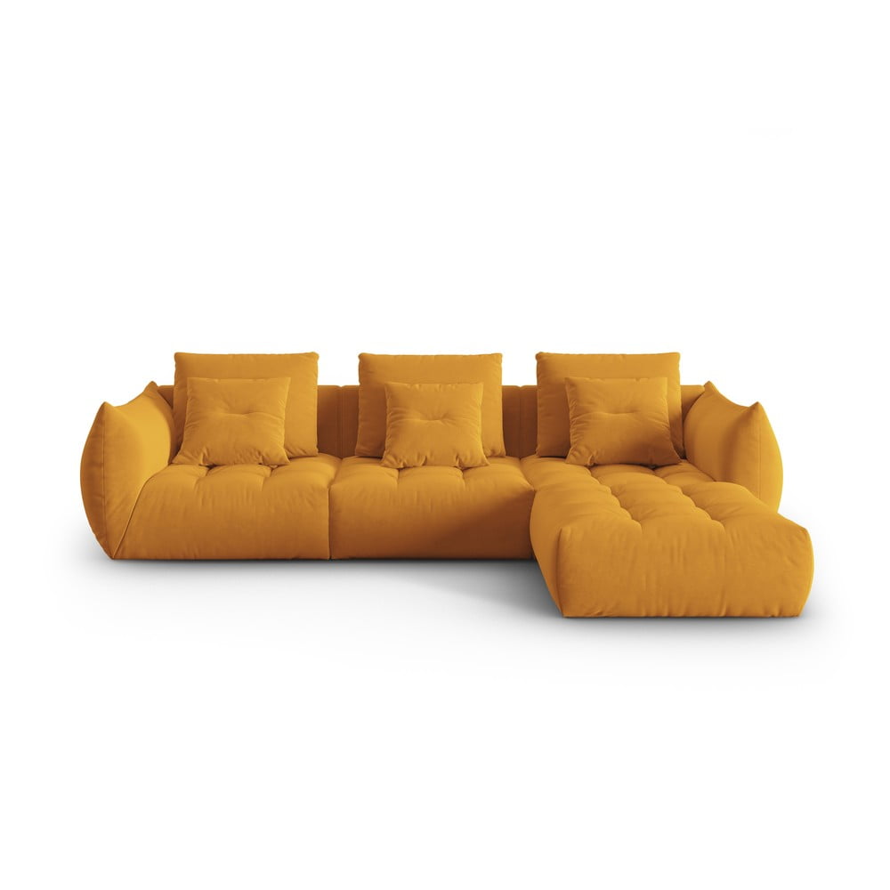 Sárga buklé sarokkanapé (variálható) Bloom – Micadoni Home