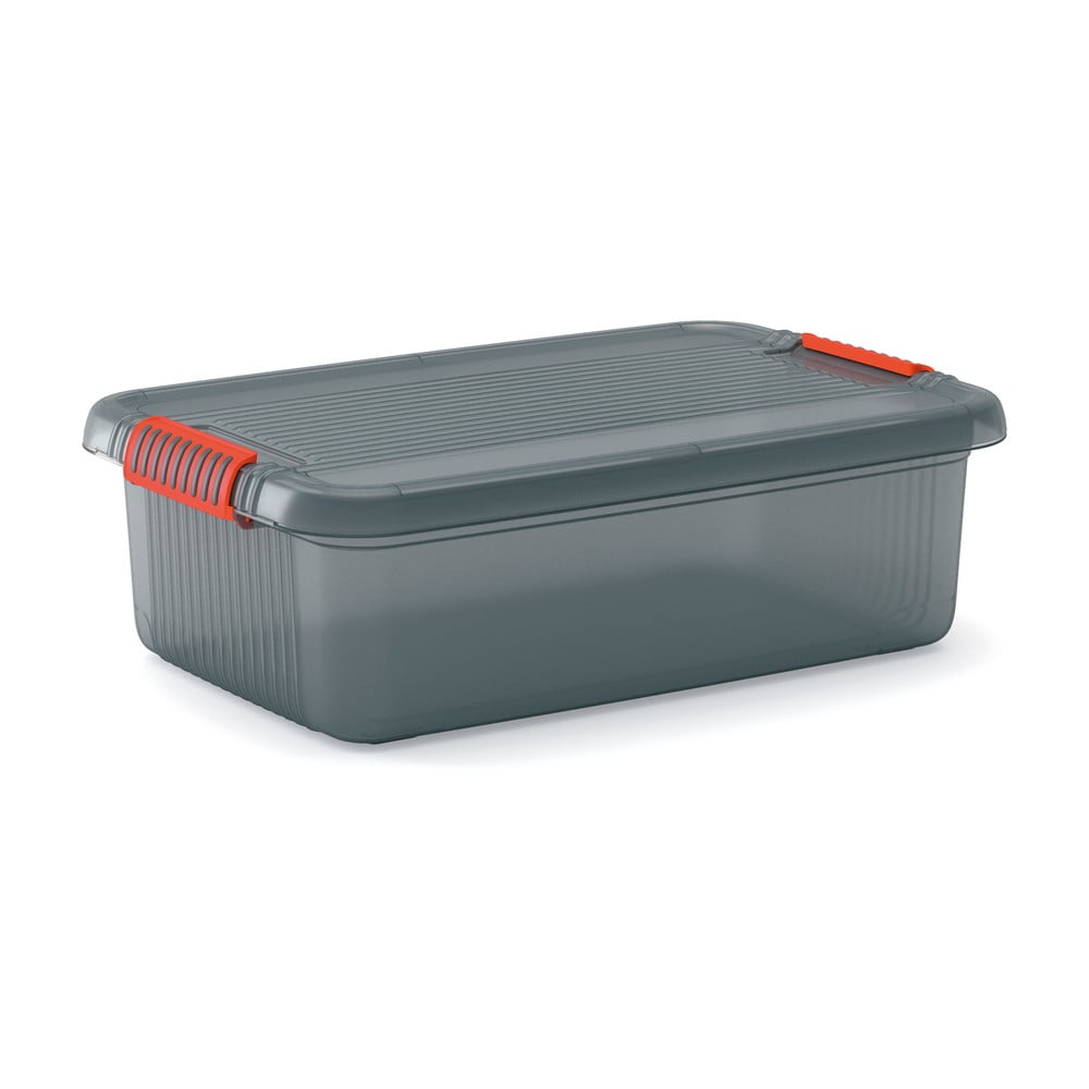 Szürke fedeles műanyag tárolódoboz 59x39x18 cm K Latch Box – KIS