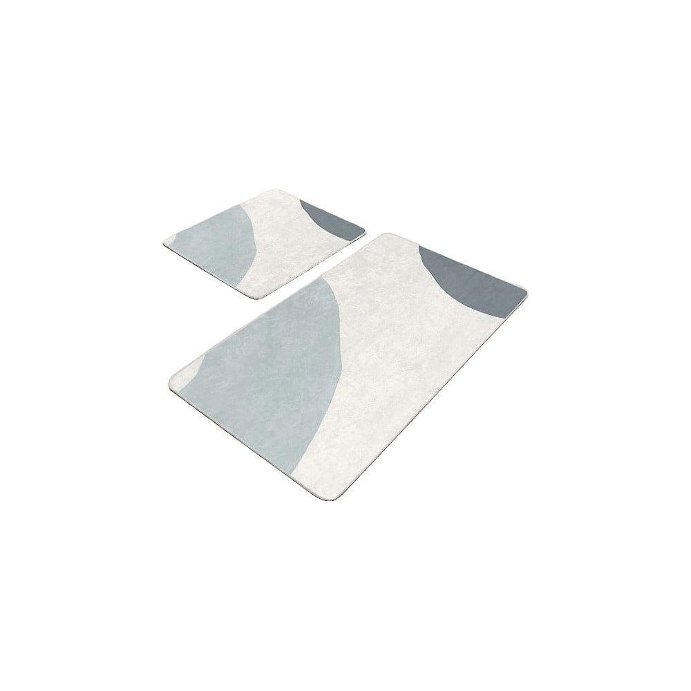 Szürke-krémszínű bársony fürdőszobai kilépő szett 2 db-os 60x100 cm Abstract Shapes – Mila Home