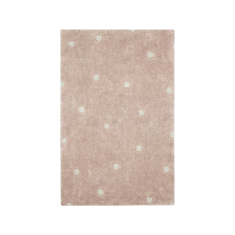 Világos rózsaszín mosható kézi szövésű pamut gyerek szőnyeg 100x150 cm Mini Dot Rose – Lorena Canals