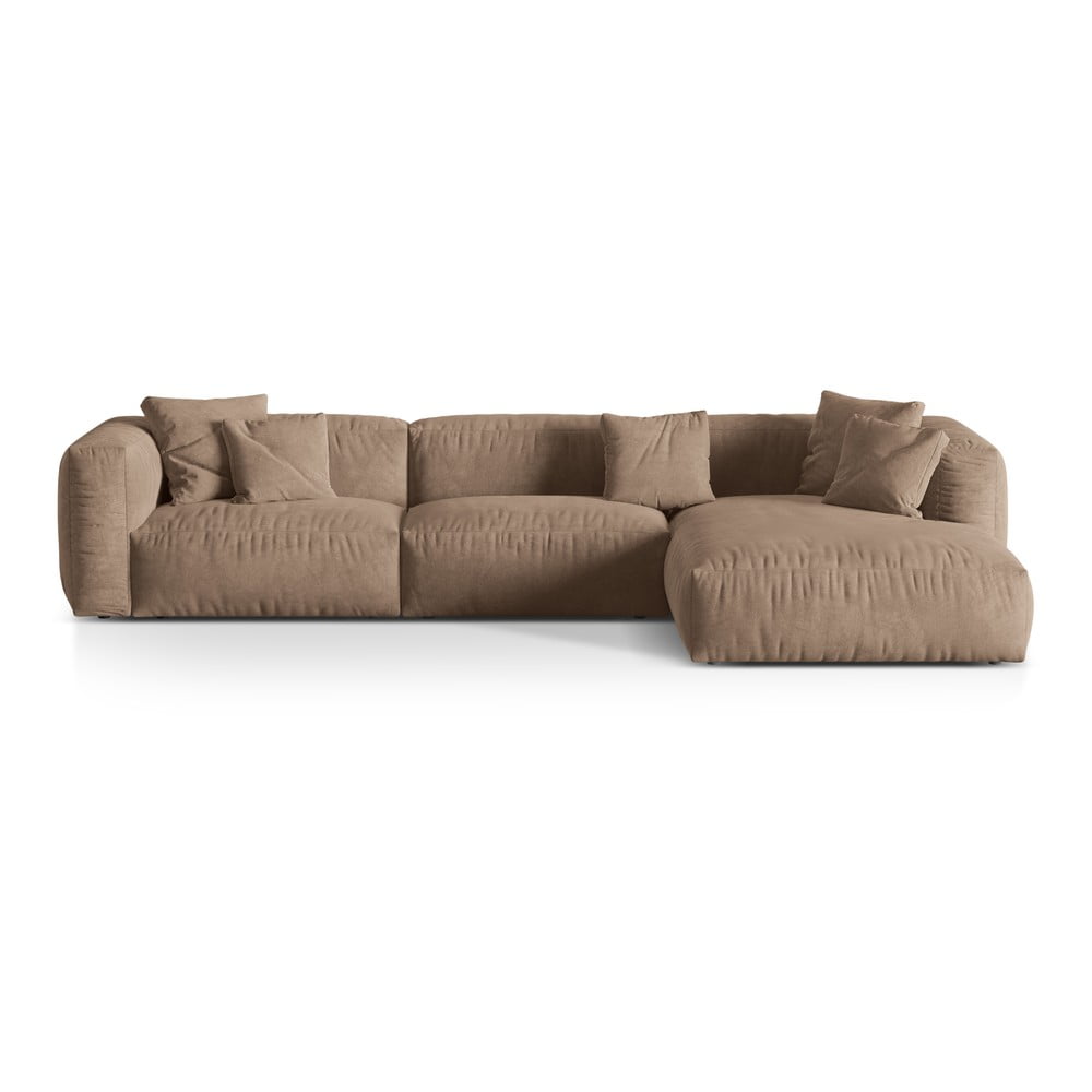 Világosbarna buklé moduláris sarokkanapé (jobb oldali) Martina – Micadoni Home