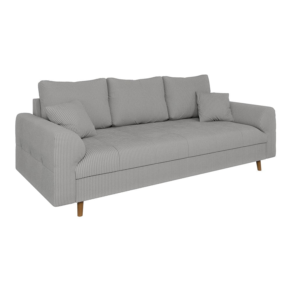 Világosszürke kordbársony kanapé 210 cm Ariella – Ropez