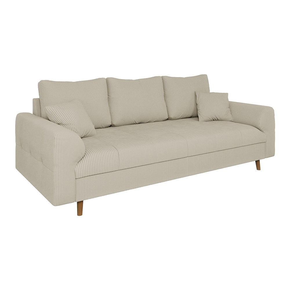 Bézs kordbársony kanapé 210 cm Ariella – Ropez