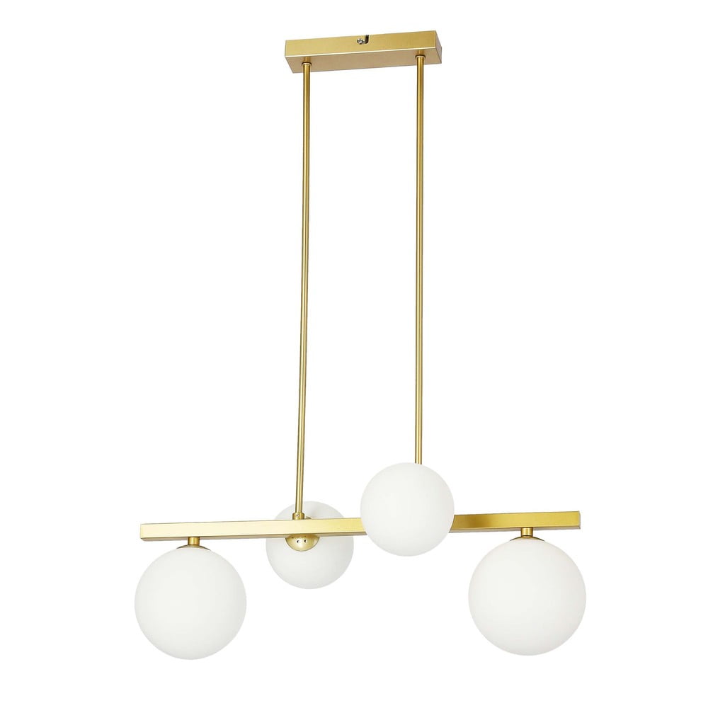 Fehér-aranyszínű függőlámpa üveg búrával Kama – Candellux Lighting