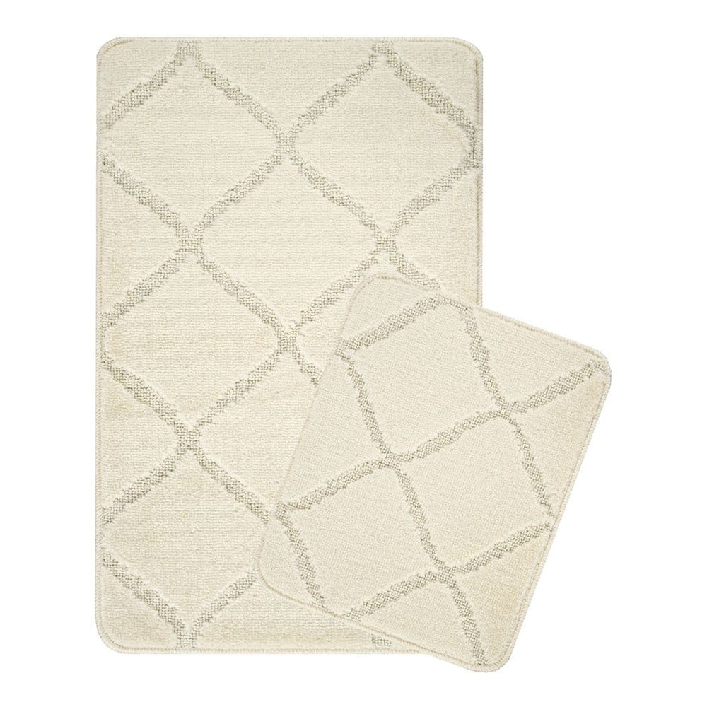 Krémszínű fürdőszobai kilépő szett 2 db-os 50x80 cm Cizgili – Foutastic