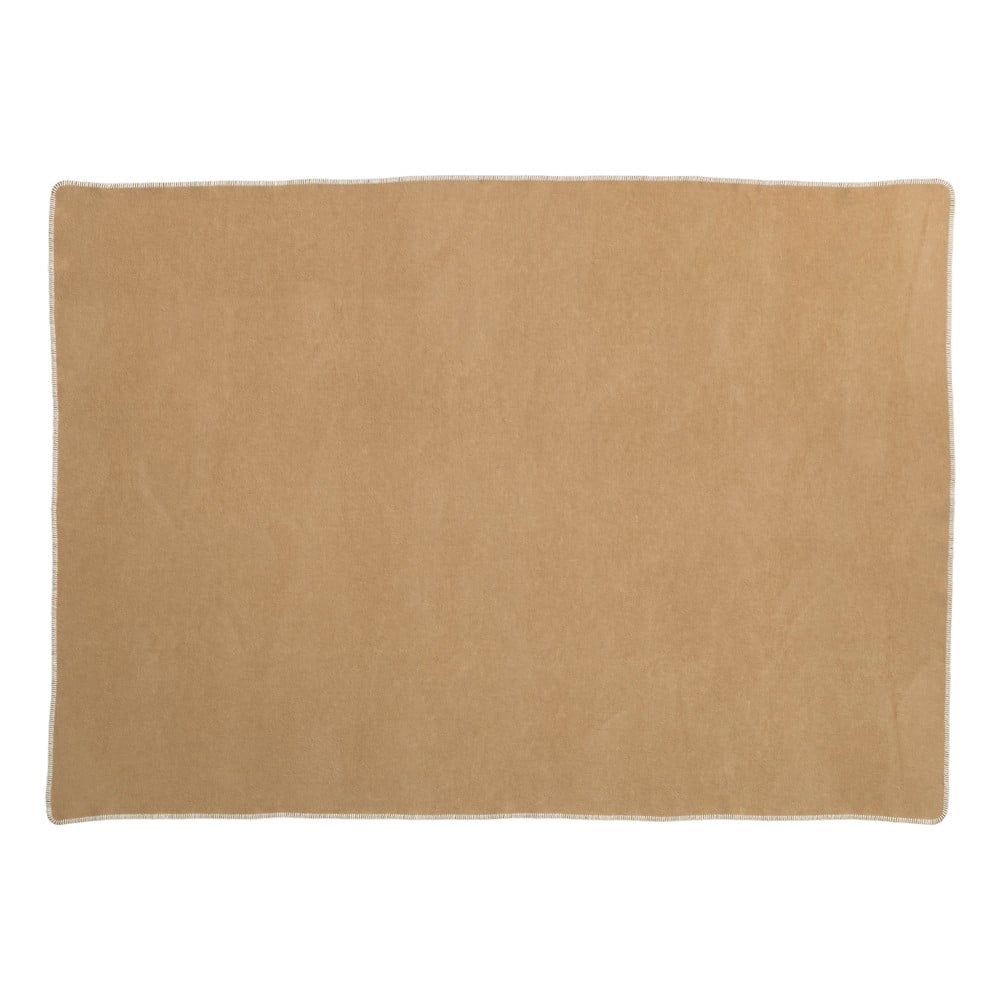 Okkersárga gyapjúkeverék takaró 140x200 cm Ylva Ochre – Pappelina