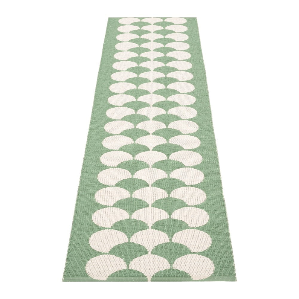 Zöld-krémszínű kültéri-beltéri futószőnyeg 70x250 cm Poppy Oregano – Pappelina