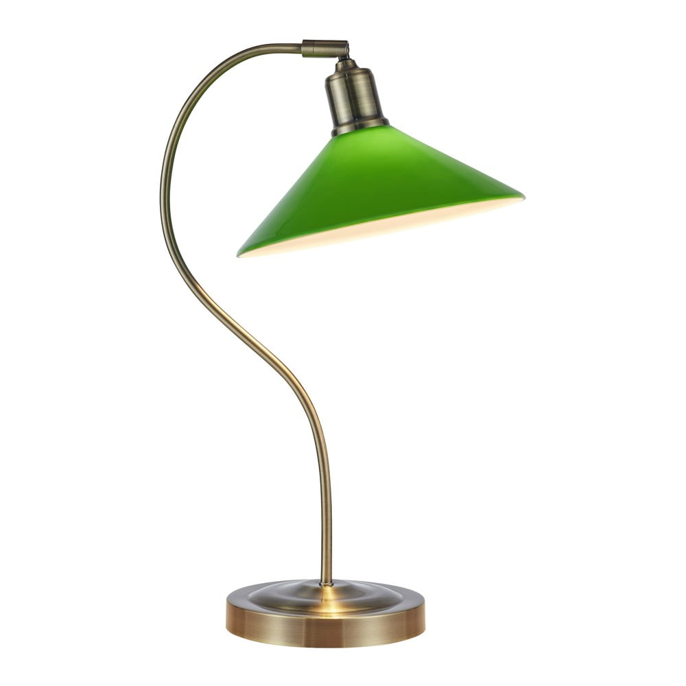 Zöld-sárgaréz színű asztali lámpa üveg búrával (magasság 49 cm) Vela – Markslöjd