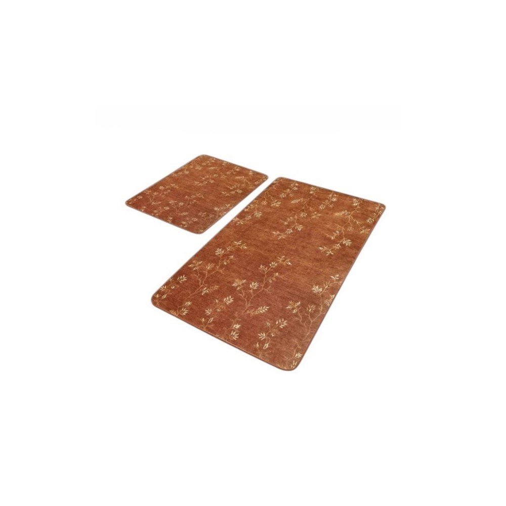 Barna bársony fürdőszobai kilépő szett 2 db-os 60x100 cm – Mila Home