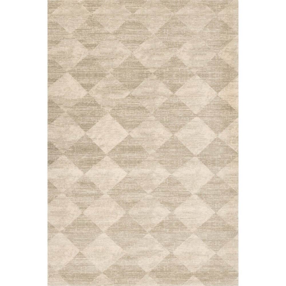Bézs gyapjú szőnyeg 133x190 cm Agnus Checkered – Agnella