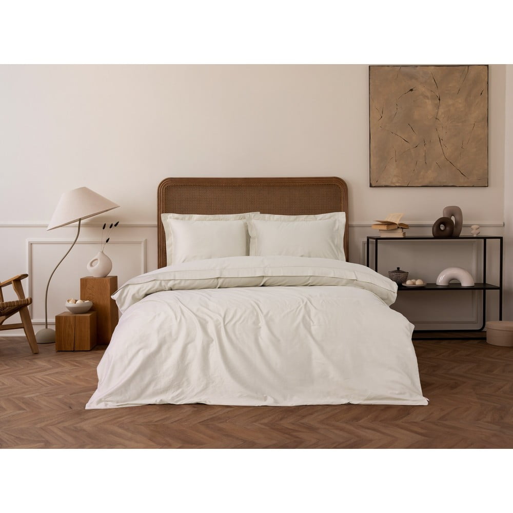 Bézs kétszemélyes-hosszabbított pamut-szatén ágyneműhuzat 240x220 cm Elegant – Mijolnir
