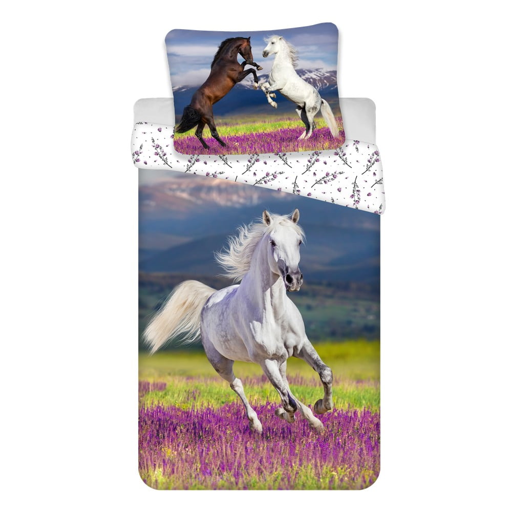 Egyszemélyes pamut gyerek ágyneműhuzat 140x200 cm Horse "Meadow" – Jerry Fabrics