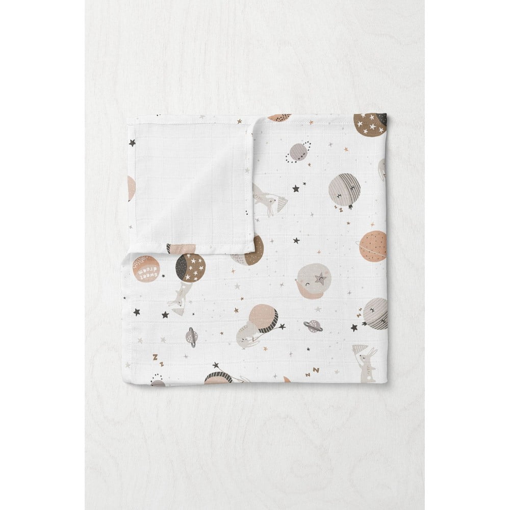 Fehér muszlin gyerek takaró 75x100 cm Spacebit – Mijolnir
