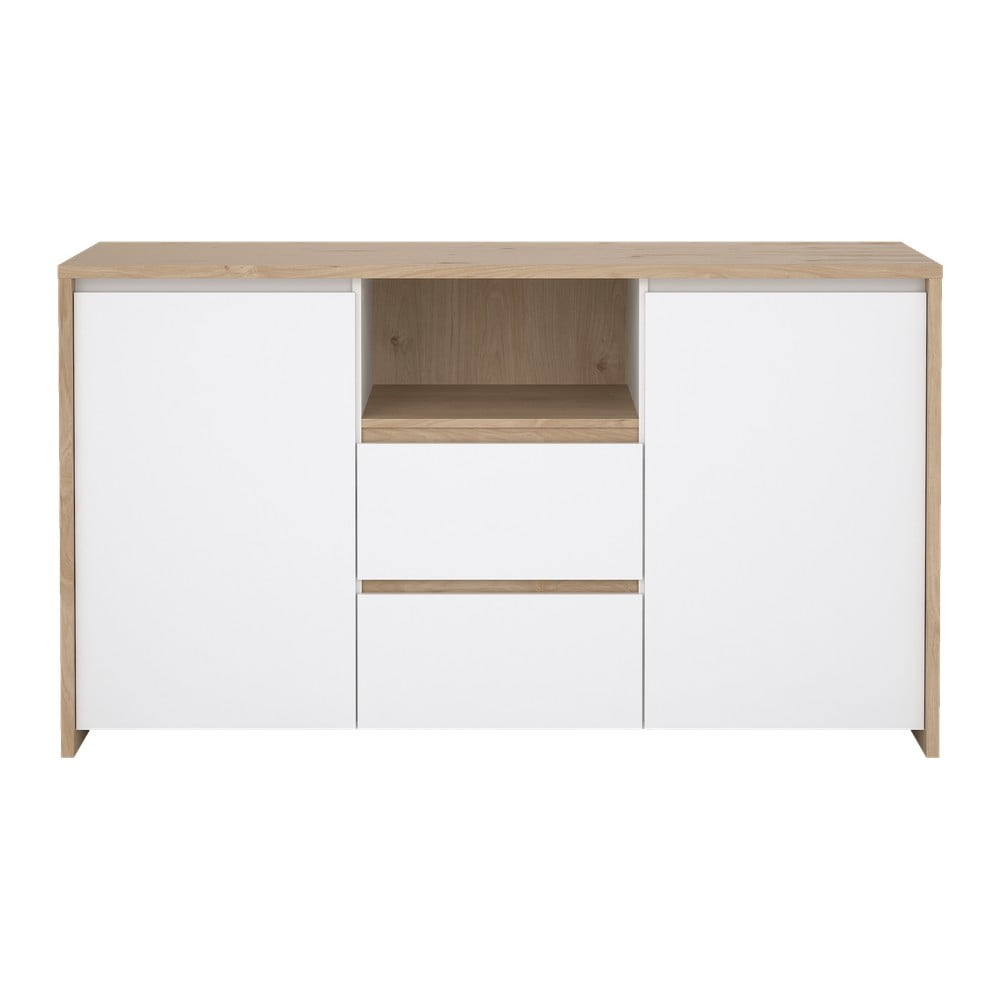 Fehér-natúr színű komód tölgyfa dekorral 149x84x48 cm Next – Tvilum