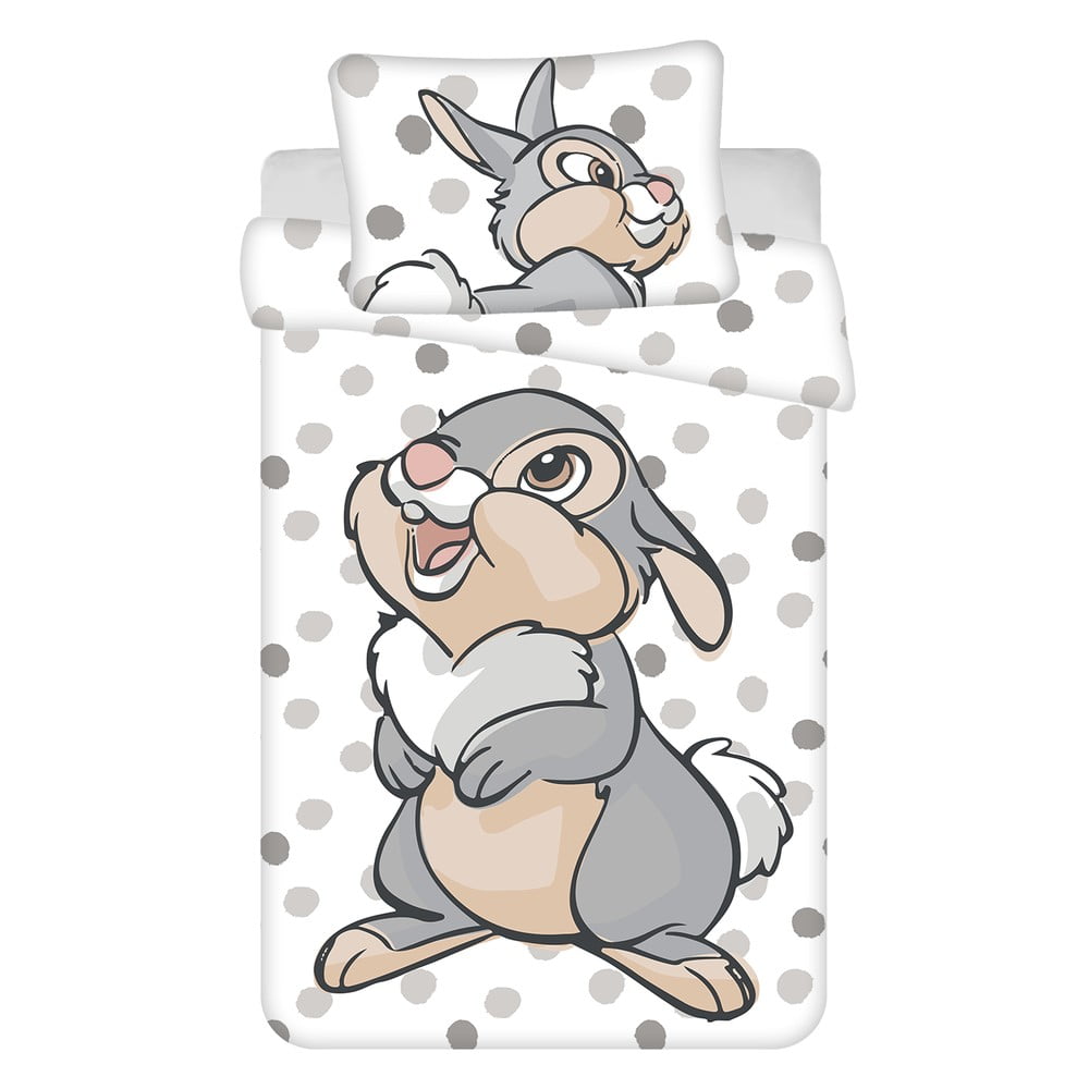 Fehér-szürke pamut gyerek ágyneműhuzat babaágyhoz 100x135 cm Thumper "Dots" – Jerry Fabrics