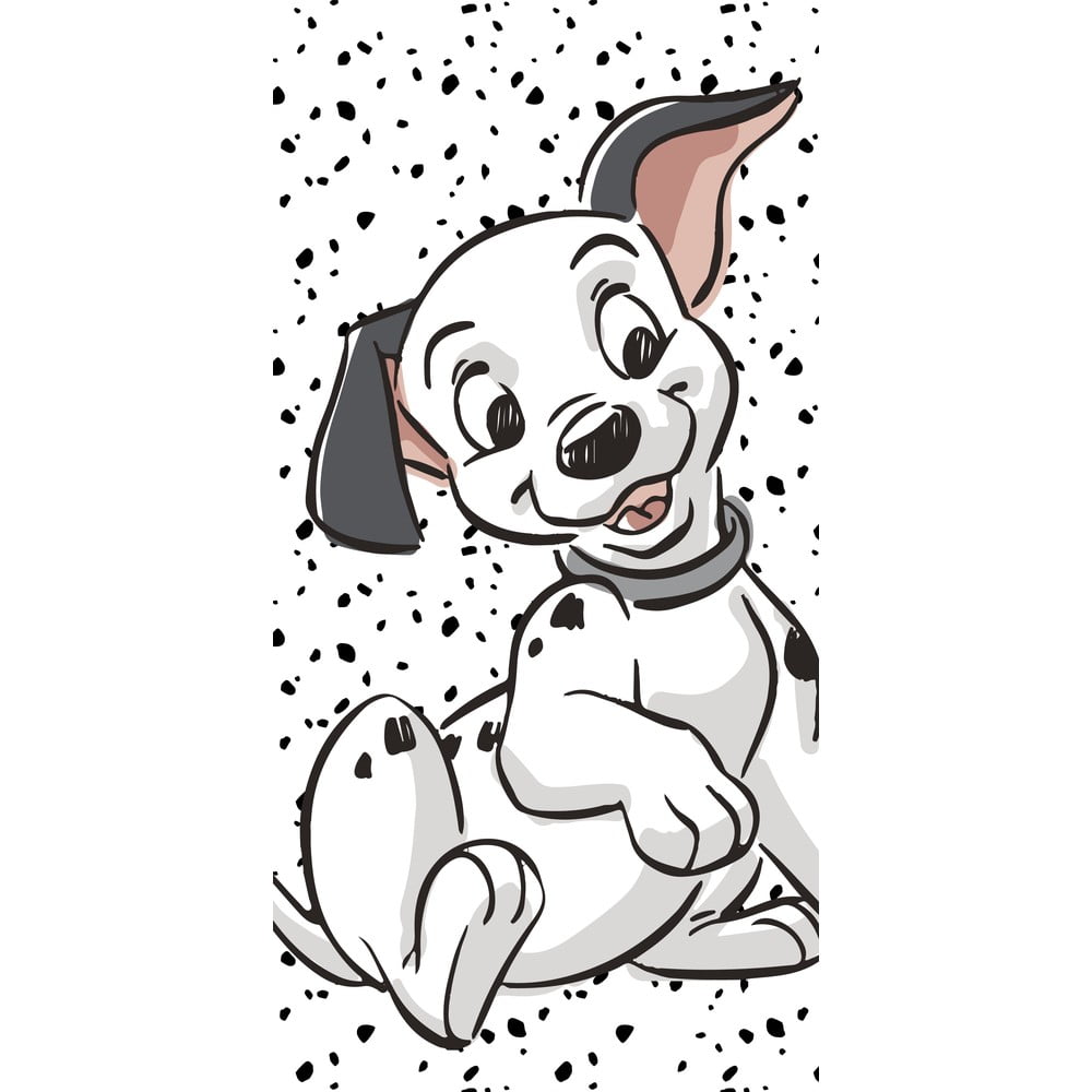 Fekete-fehér pamut gyerek fürdőlepedő 70x140 cm 101 Dalmatians "Lucky" – Jerry Fabrics