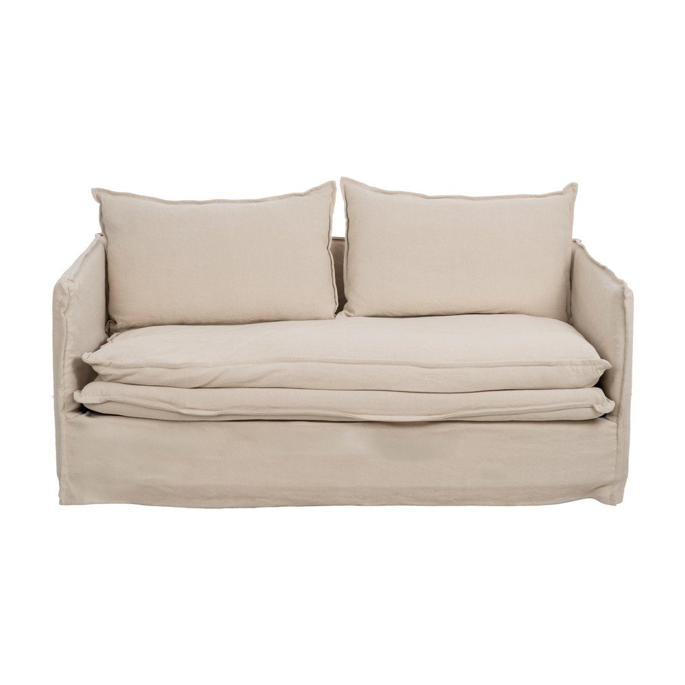 Krémszínű len kanapé 180 cm – Ixia