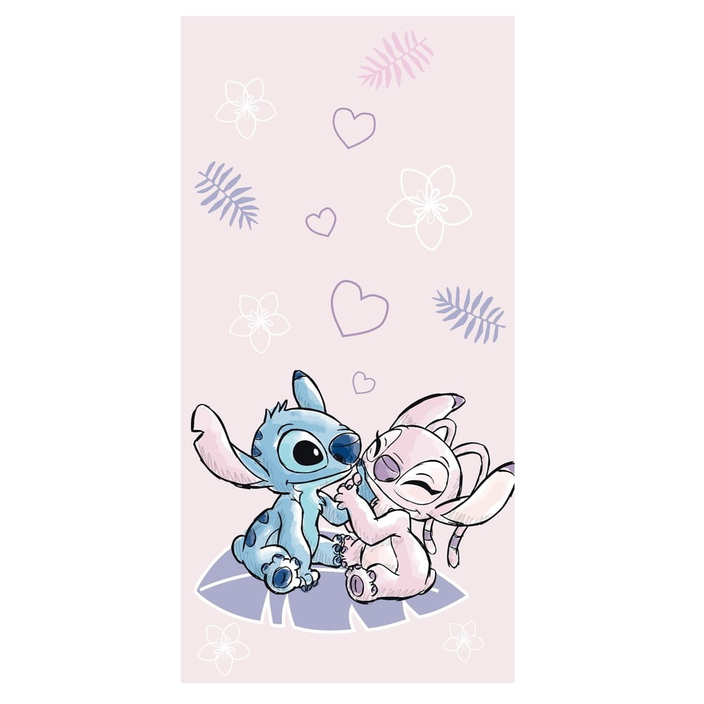 Rózsaszín pamut gyerek fürdőlepedő 70x140 cm Lilo and Stitch "Pink" – Jerry Fabrics