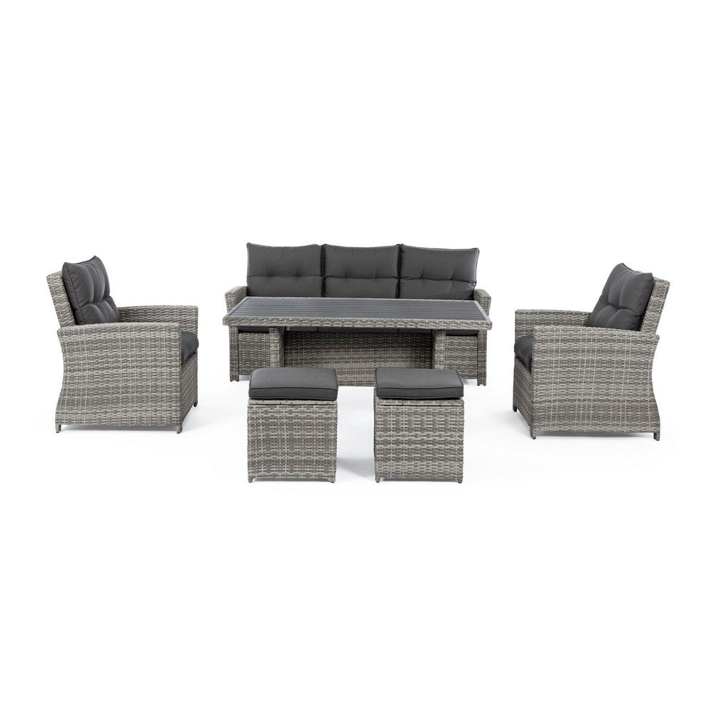 Szürke műrattan hatszemélyes kerti lounge szett Ariel   – Bizzotto