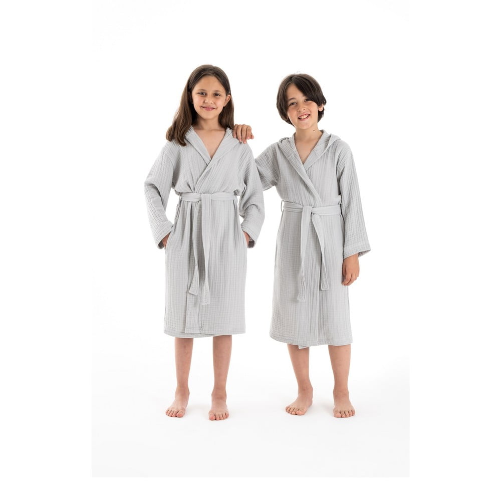 Szürke muszlin gyerek fürdőköpeny 9-10 év Muslin – Foutastic