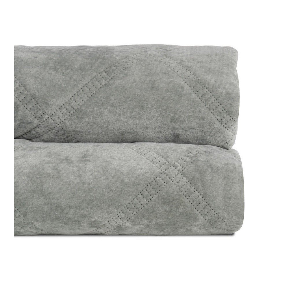 Szürkészöld bársony steppelt ágytakaró 180x260 cm – Ixia