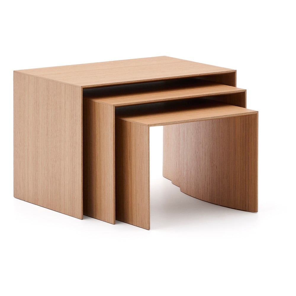 Tárolóasztal szett  tölgyfa dekorral 3 db-os 40x60 cm Litto – Kave Home