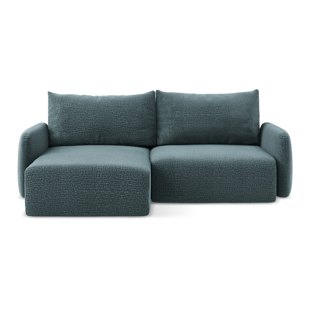 Türkiz kinyitható-tárolóhelyes sarokkanapé (bal oldali) Kalena – Makamii