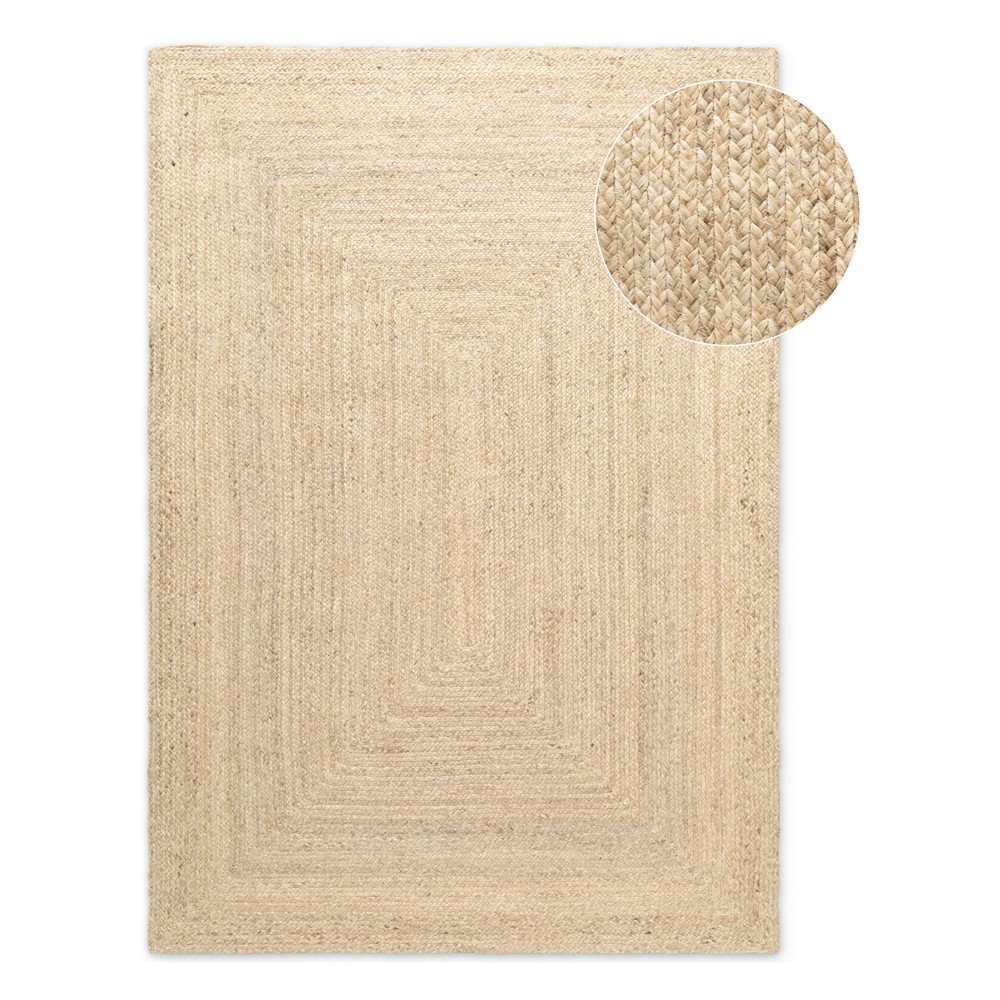 Világos natúr színű kétoldalas kézi szövésű juta szőnyeg 200x300 cm Sharmila Natural White – Hanse Home