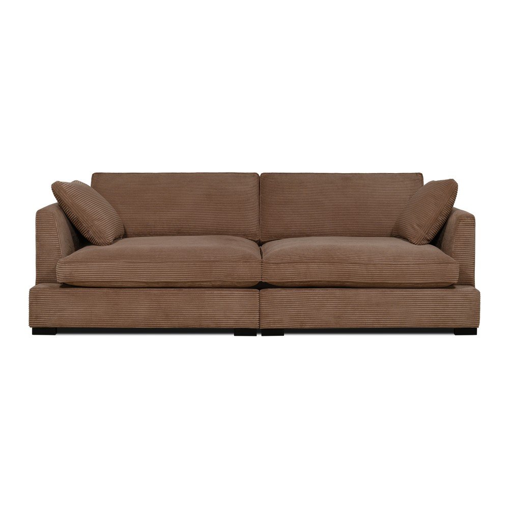 Világosbarna kordbársony kanapé 236 cm Mobby – Scandic