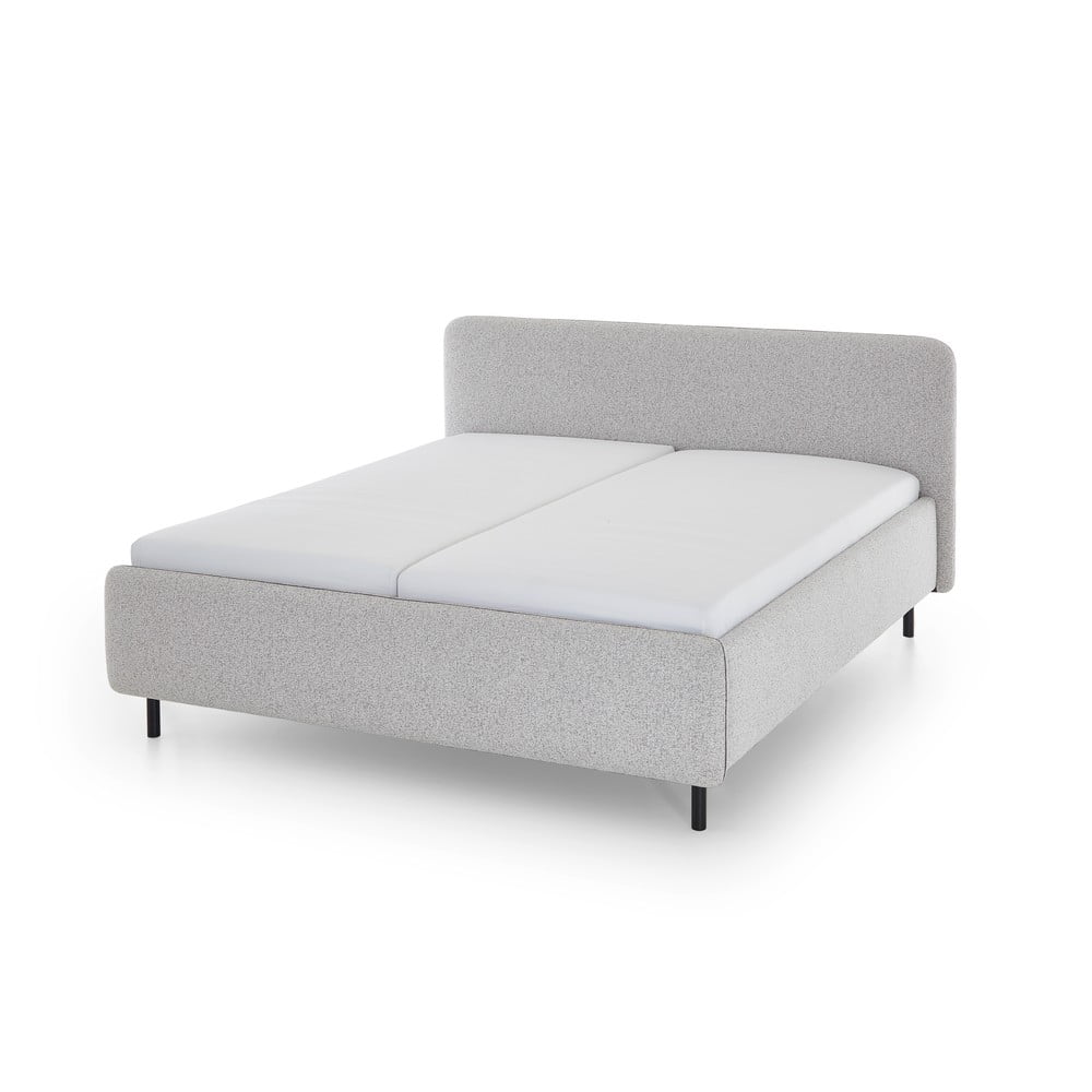 Világosszürke kárpitozott franciaágy ágyrács nélkül 160x200 cm Primo – Meise Möbel
