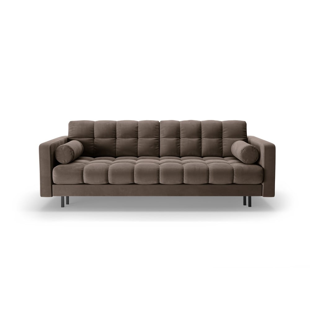 Barna bársony kinyitható tárolóhelyes kanapé 222 cm Bali – Cosmopolitan Design