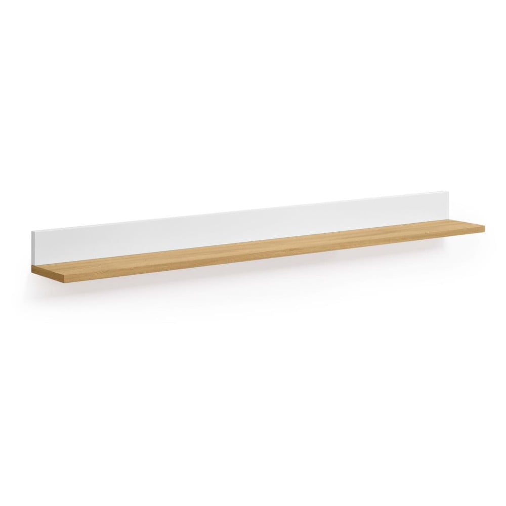 Fehér-natúr színű fali polc tölgyfa dekorral 120 cm Abilen – Kave Home