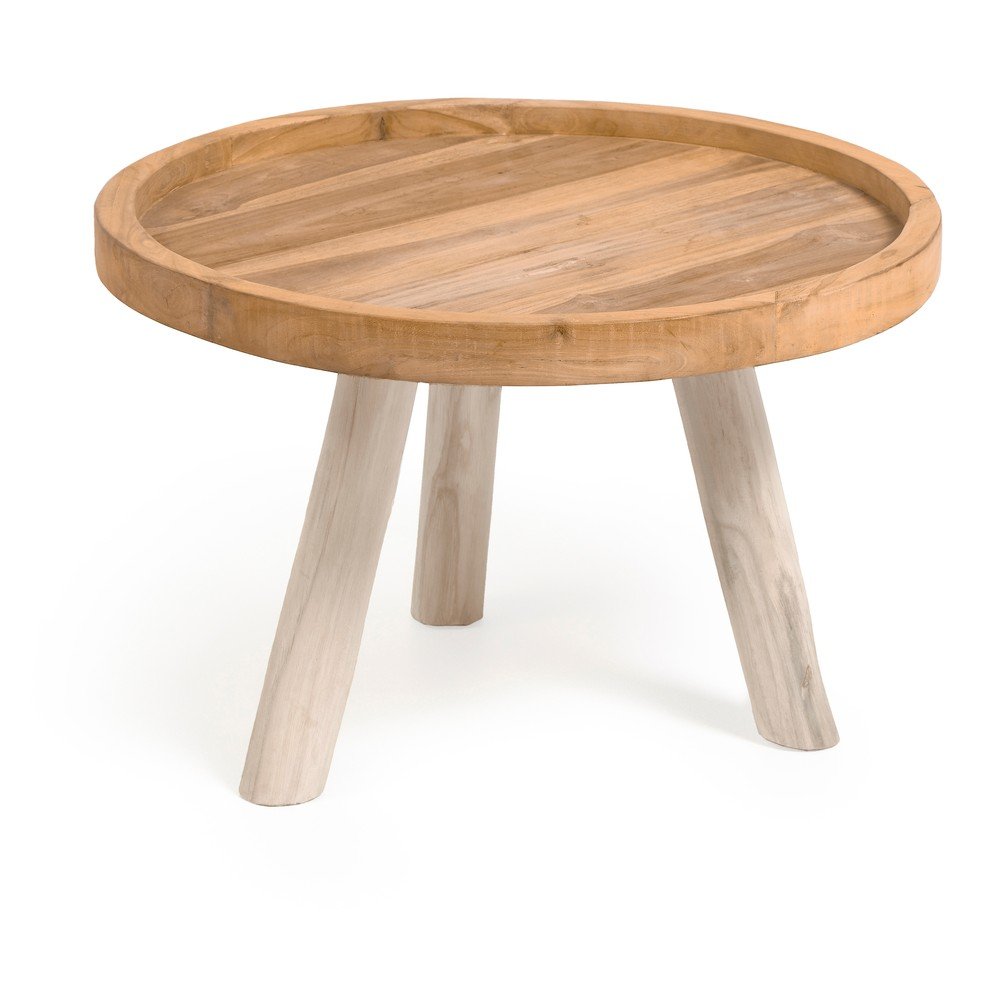Natúr színű teakfa kerek dohányzóasztal ø 55 cm Glenda – Kave Home