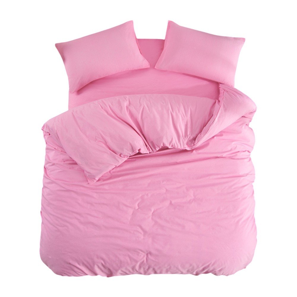 Rózsaszín négyrészes kétszemélyes hosszabbított ágyneműhuzat lepedővel 200x220 cm Classic – Mila Home