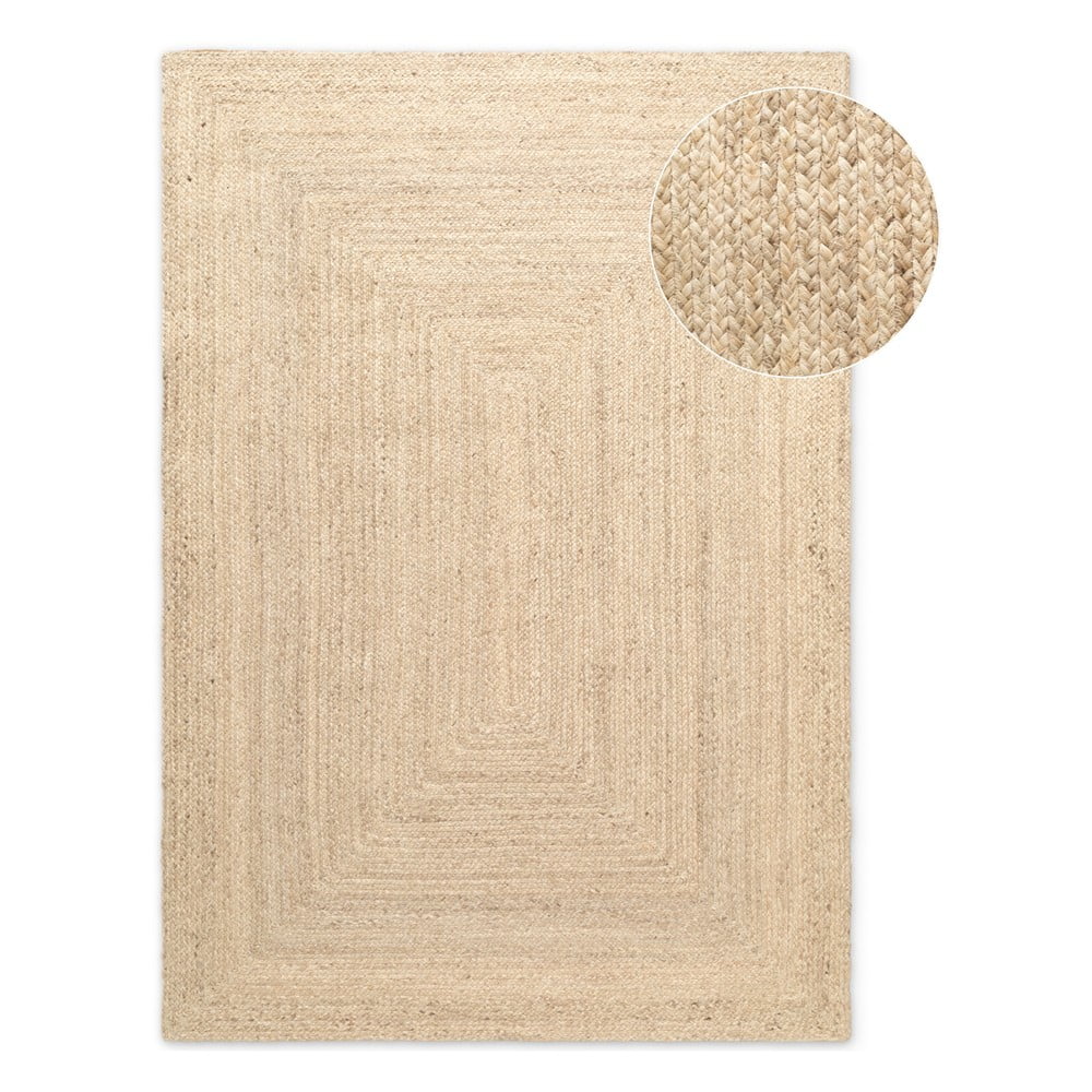 Világos natúr színű kétoldalas kézi szövésű juta szőnyeg 60x90 cm Sharmila Natural White – Hanse Home