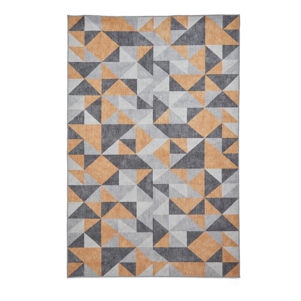 Okkersárga-szürke mosható szőnyeg 122x170 cm Coral Yellow&Grey – Think Rugs