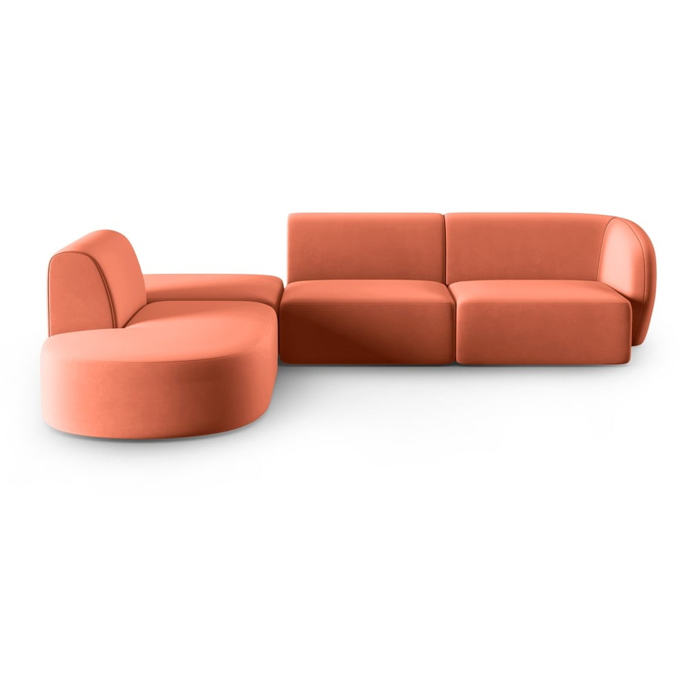 Rózsaszín bársony sarokkanapé (bal oldali-L alakú) Paolo – Milo Casa