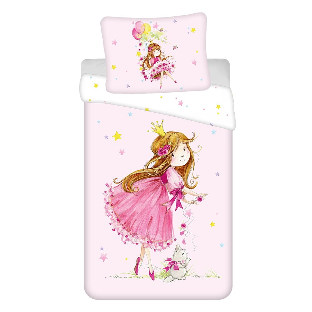 Rózsaszín egyszemélyes pamut gyerek ágyneműhuzat 140x200 cm Fairy – Jerry Fabrics