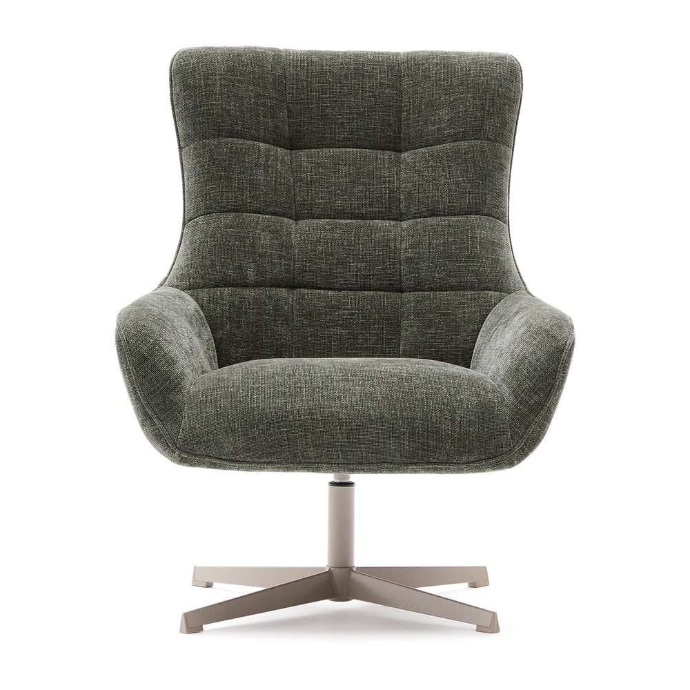 Szürkészöld forgó zsenília fotel Teryl – Kave Home