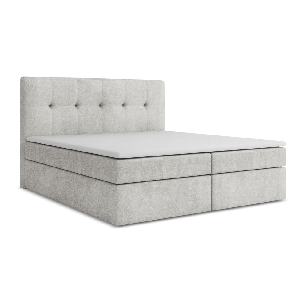 Ezüstszínű ágyneműtartós boxspring ágy 180x200 cm Palta – Makamii